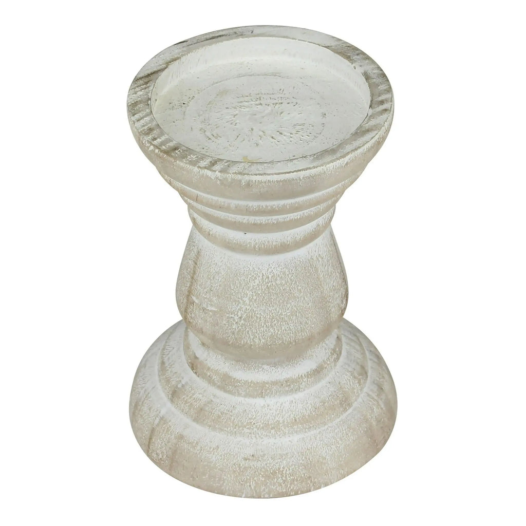 Tabletop 6" Coastal Wood Pillar Candle Holder EasyOptionXY LLC