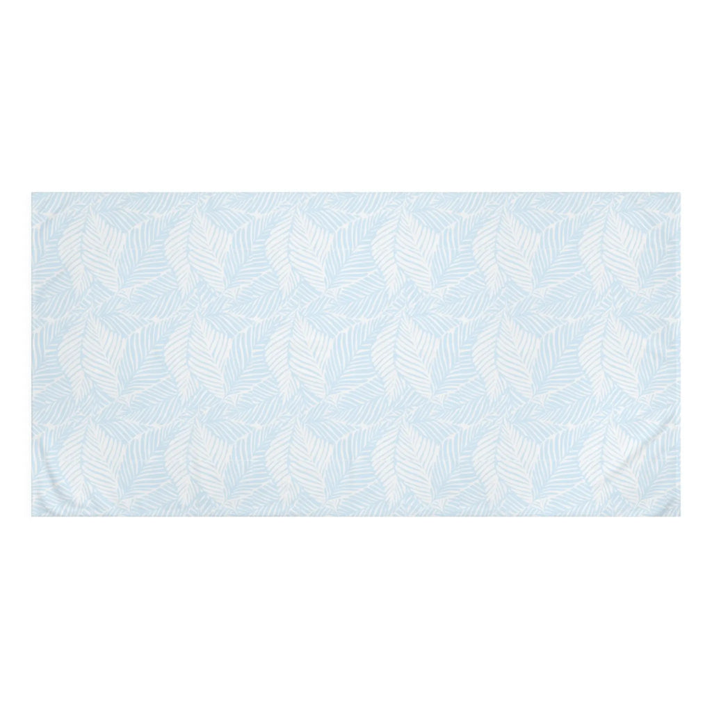 Leaf Pattern Cotton Beach Towel — Light Blue Tropical Palm Design Printify
