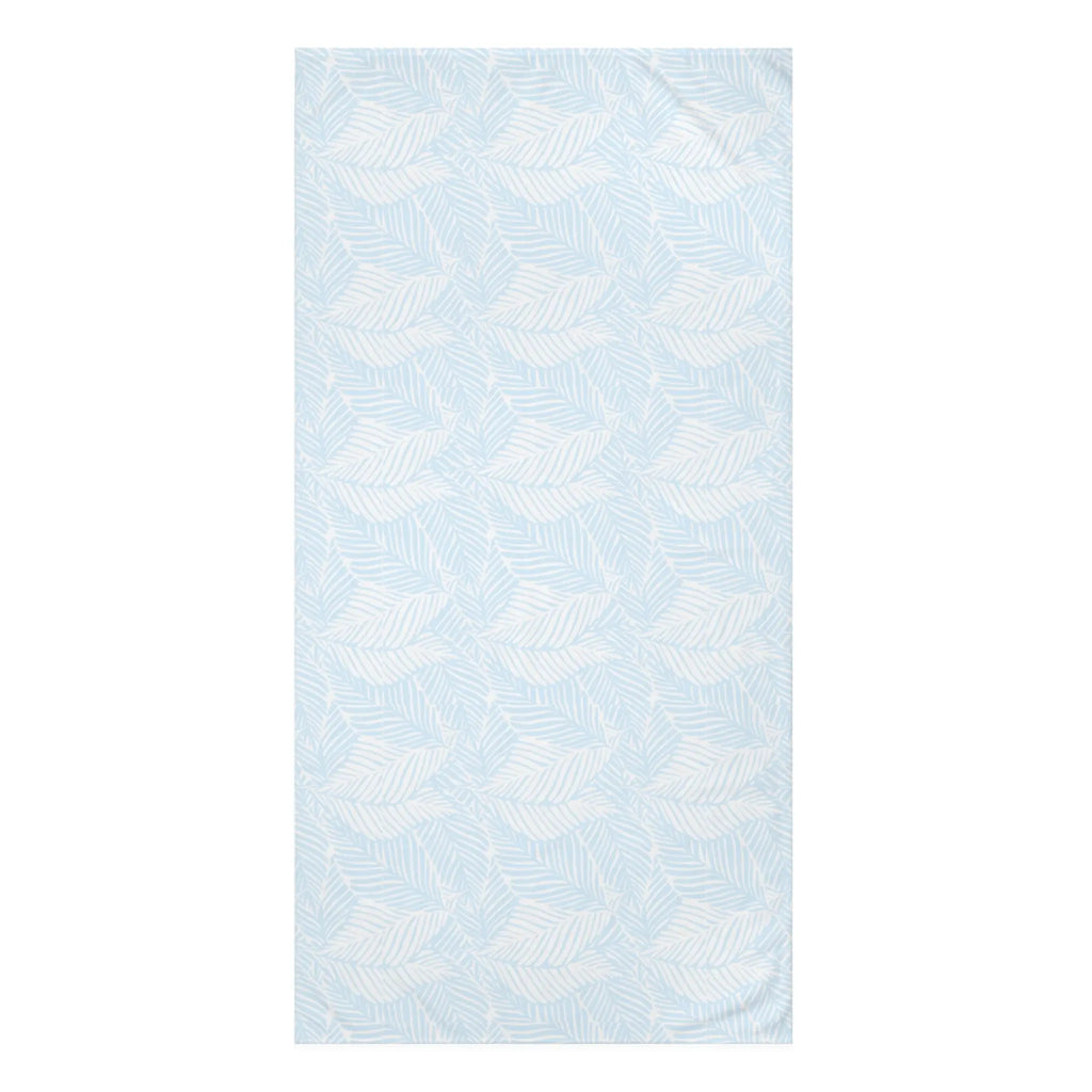 Leaf Pattern Cotton Beach Towel — Light Blue Tropical Palm Design Printify