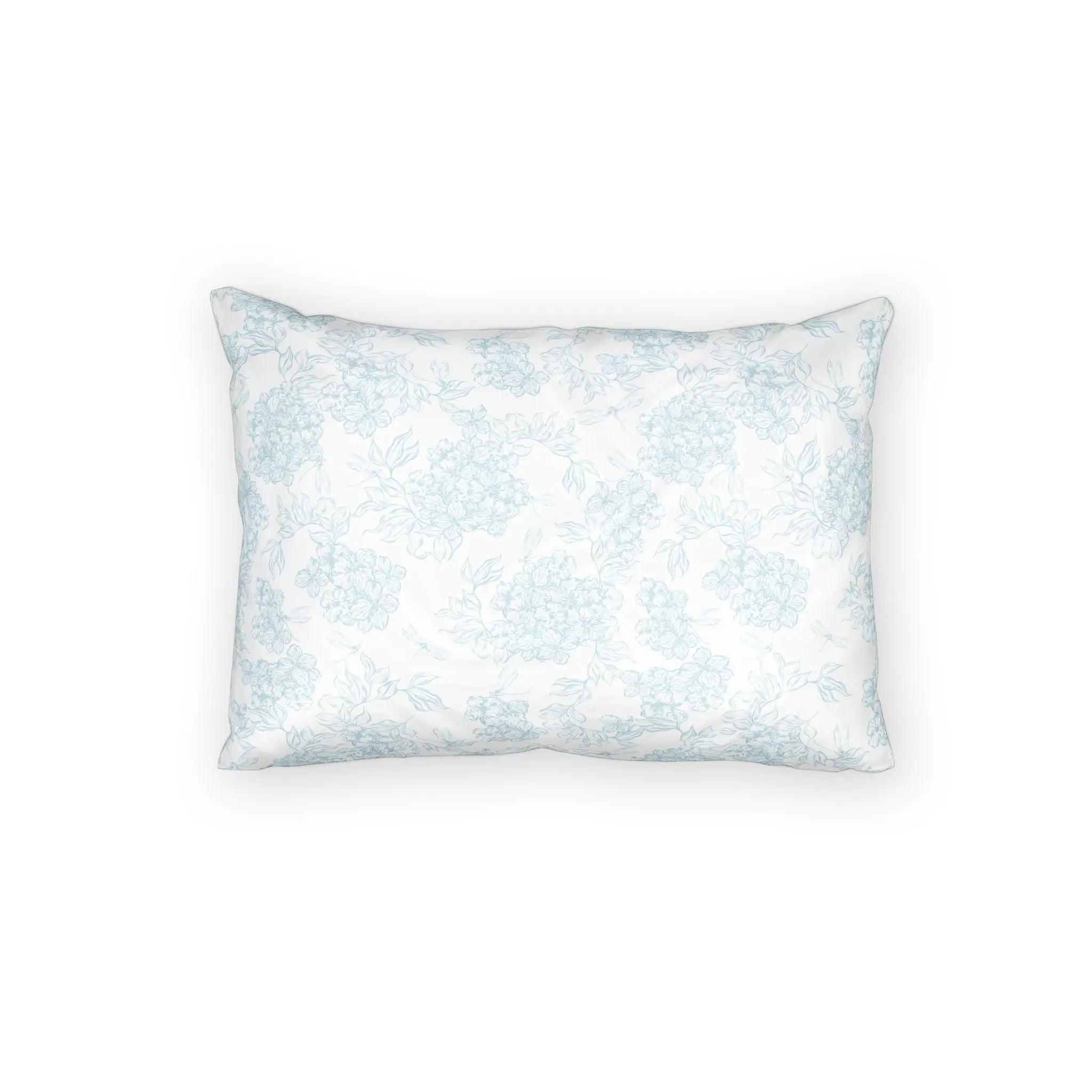 Blue Cloud Floral Pillow Sham — Soft Cotton Decorative Pillowcase  Home Decor