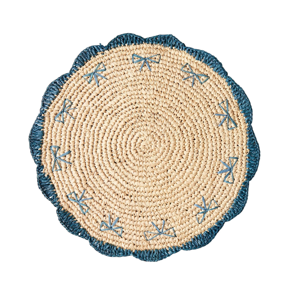 Payton James Handwoven Bow Placemats – Hand-Crocheted Raffia Palm Placemats – Unique Kitchen & Dining Table Decor – Handmade Tableware Payton James