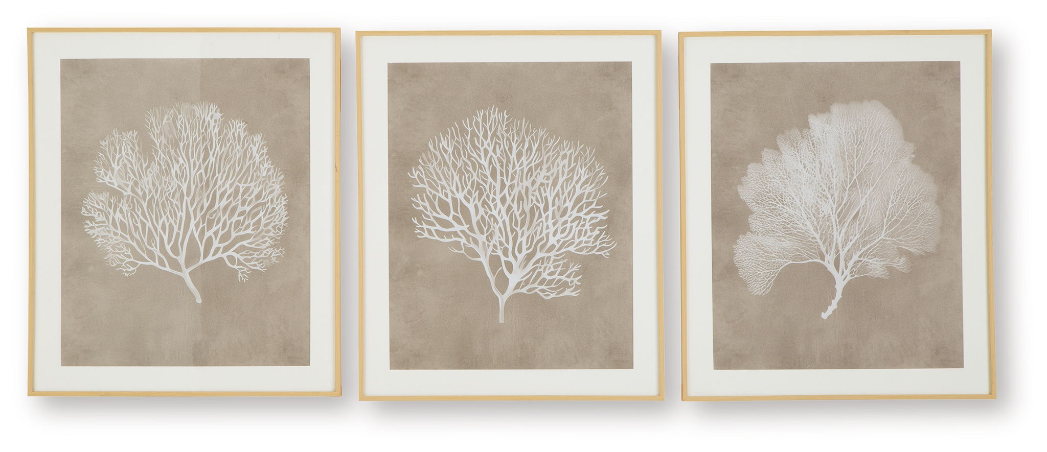 Hendridge - Wall Art Set (Set of 3) - Taupe / White  Framed Print Sets