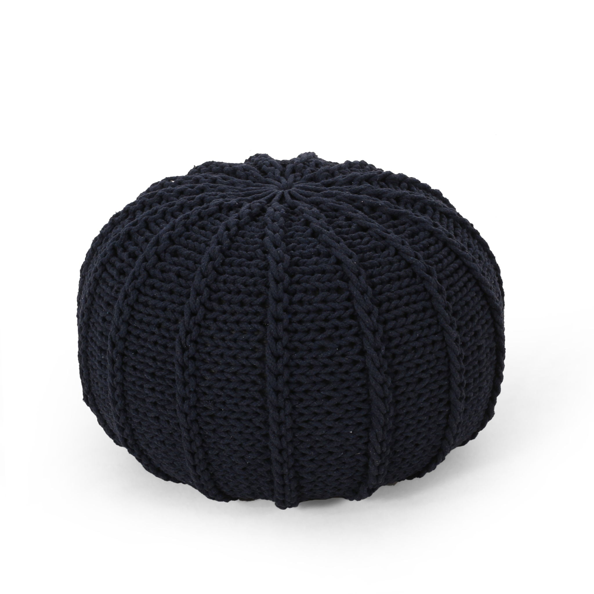 Bordeaux Knitted Round Pouf Ottoman And Floor Cushion  Accent Poufs