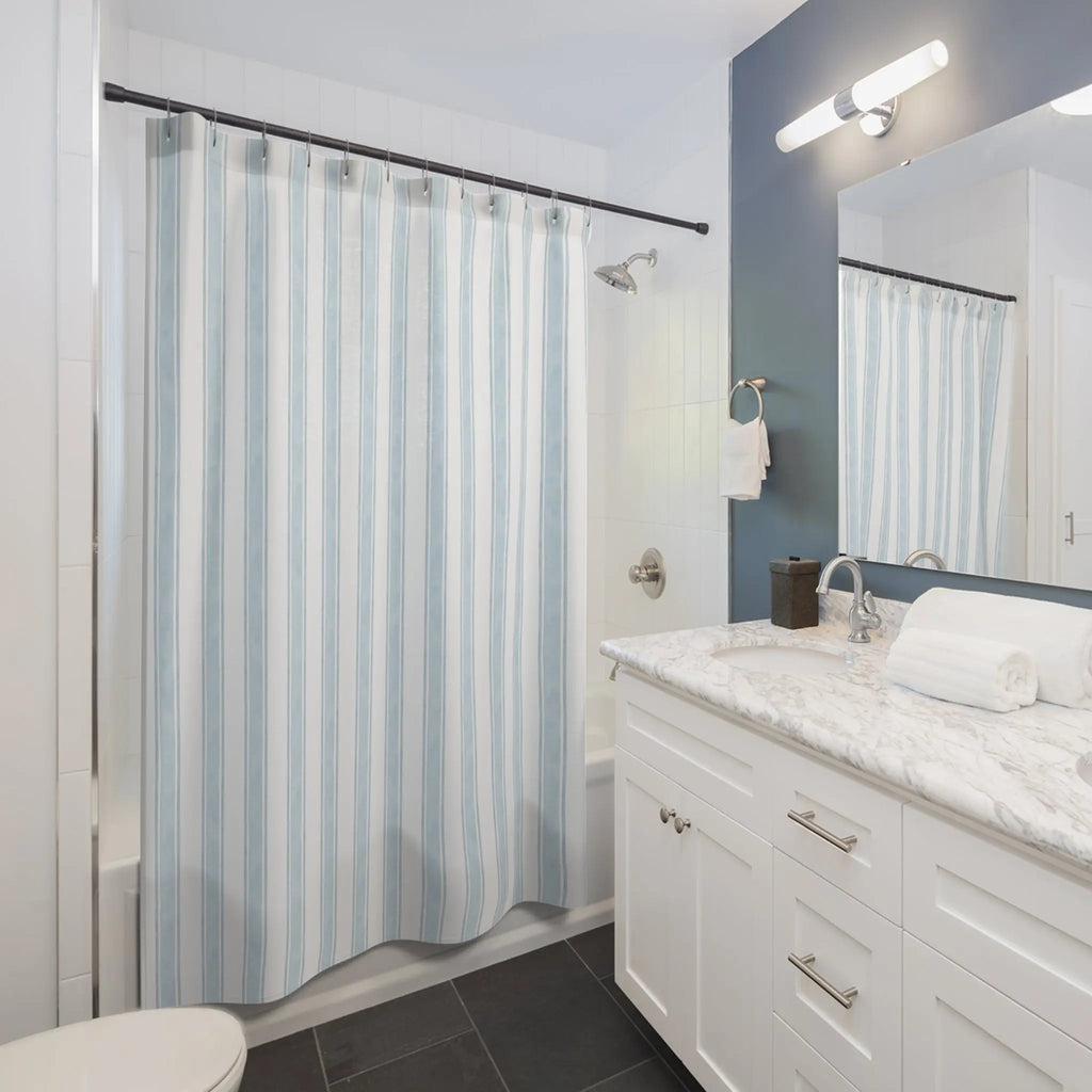 Shoreline Stripe Shower Curtain Printify