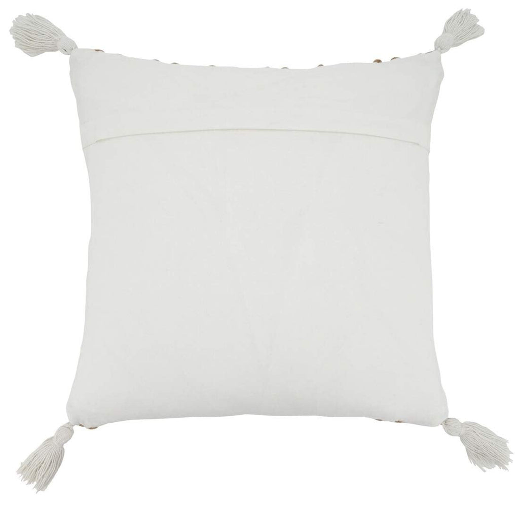 Fennco Styles Jute Cotton Woven Decorative Throw Pillow with Tassel 20" W x 20" L - Natural Cushion for Home Décor, Couch, Living Room, Bedroom and Special Occasion  Home