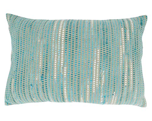 Fennco Styles Striped Woven Decorative Cotton Throw Pillow - Blue Accent Cushion for Home, Couch, Bedroom, Living Room and Office Décor  Home
