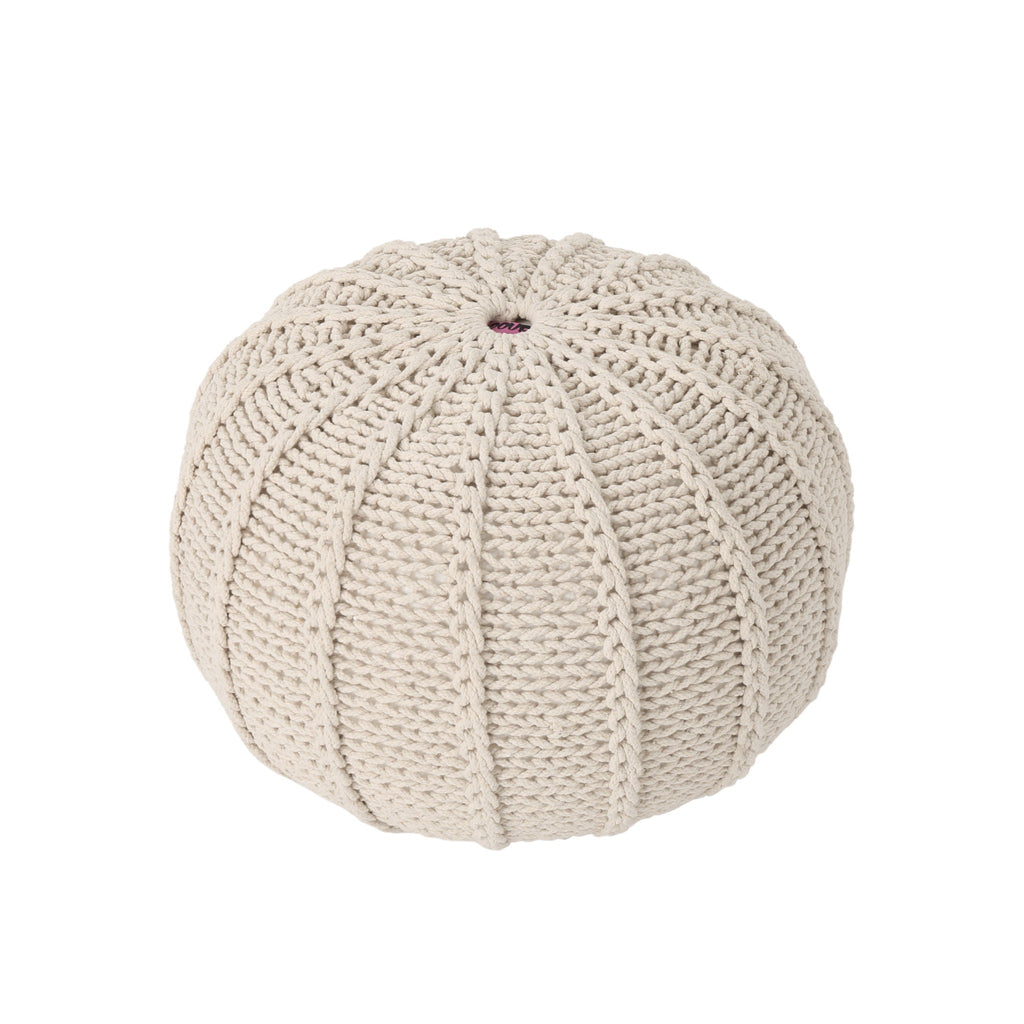 Bordeaux Knitted Round Pouf Ottoman And Floor Cushion  Accent Poufs