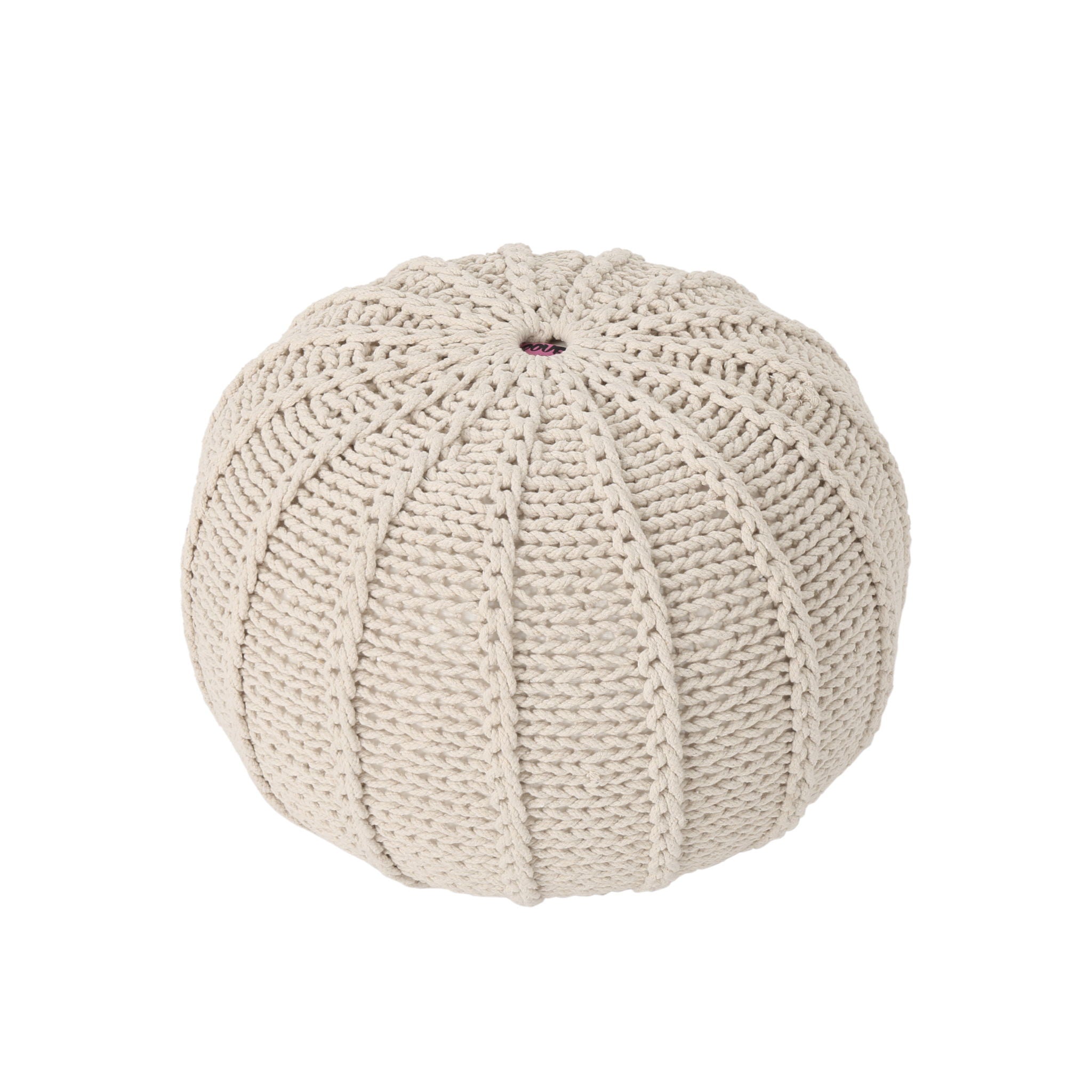 Bordeaux Knitted Round Pouf Ottoman And Floor Cushion  Accent Poufs