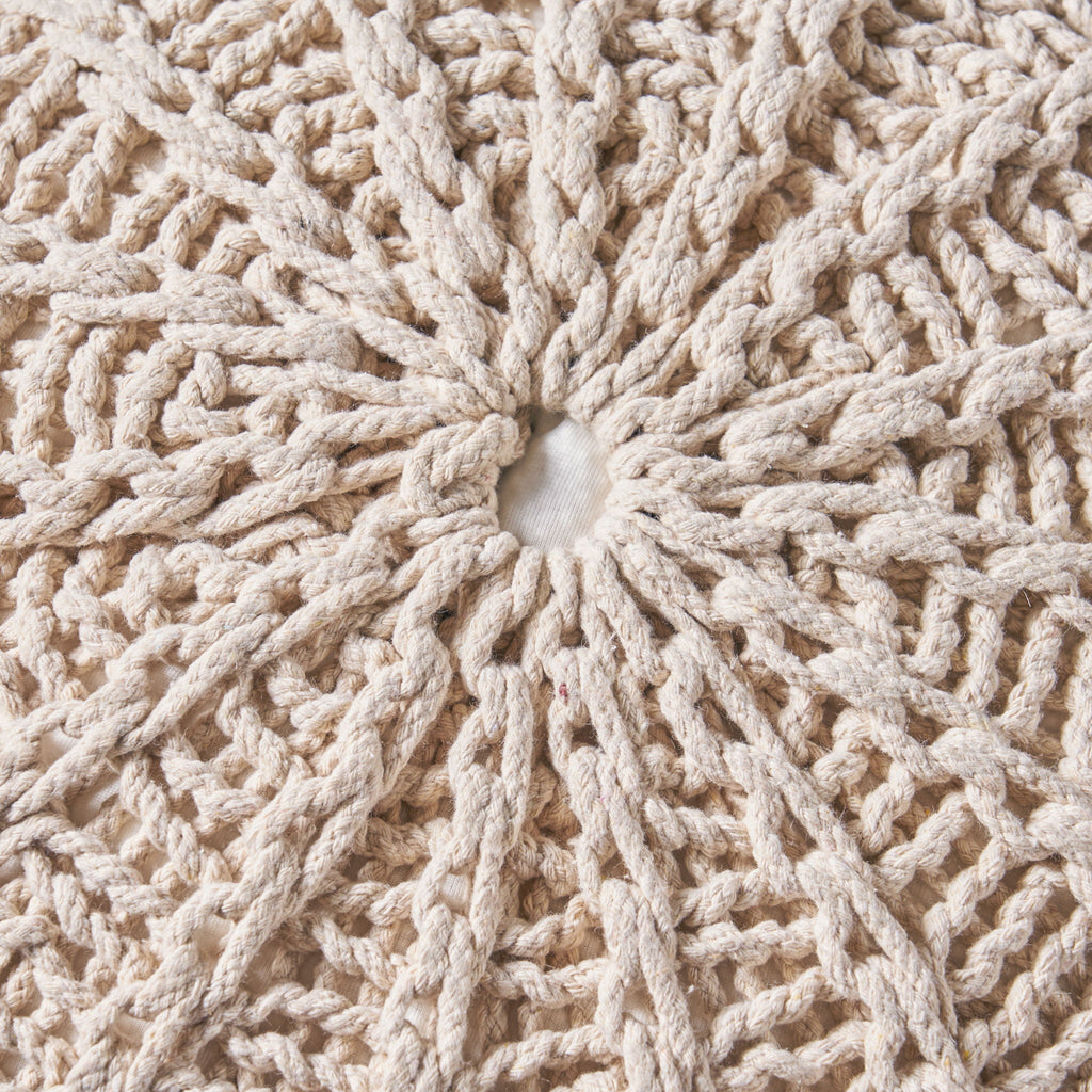Bordeaux Knitted Round Pouf Ottoman And Floor Cushion  Accent Poufs