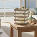Coastal Wood Candle Holder with Glass Cylinder EasyOptionXY LLC