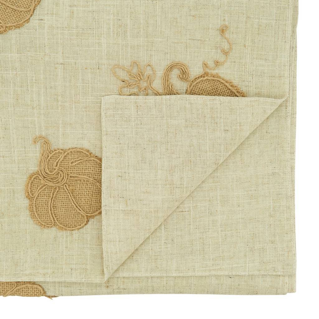 Fennco Styles Harvest Pumpkins Linen Blend Table Runner 16" W X 70" L - Natural Holiday Table Cover for Home Décor, Thanksgiving, Banquets, Family Gatherings and Special Occasions  Home