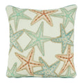 Fennco Styles Coastal Starfish Design Cotton Decorative Throw Pillow Cover 18" W x 18" L – Multicolor Seaside Cushion Case for Couch, Sofa, Bedroom, Office and Living Room Décor  Home