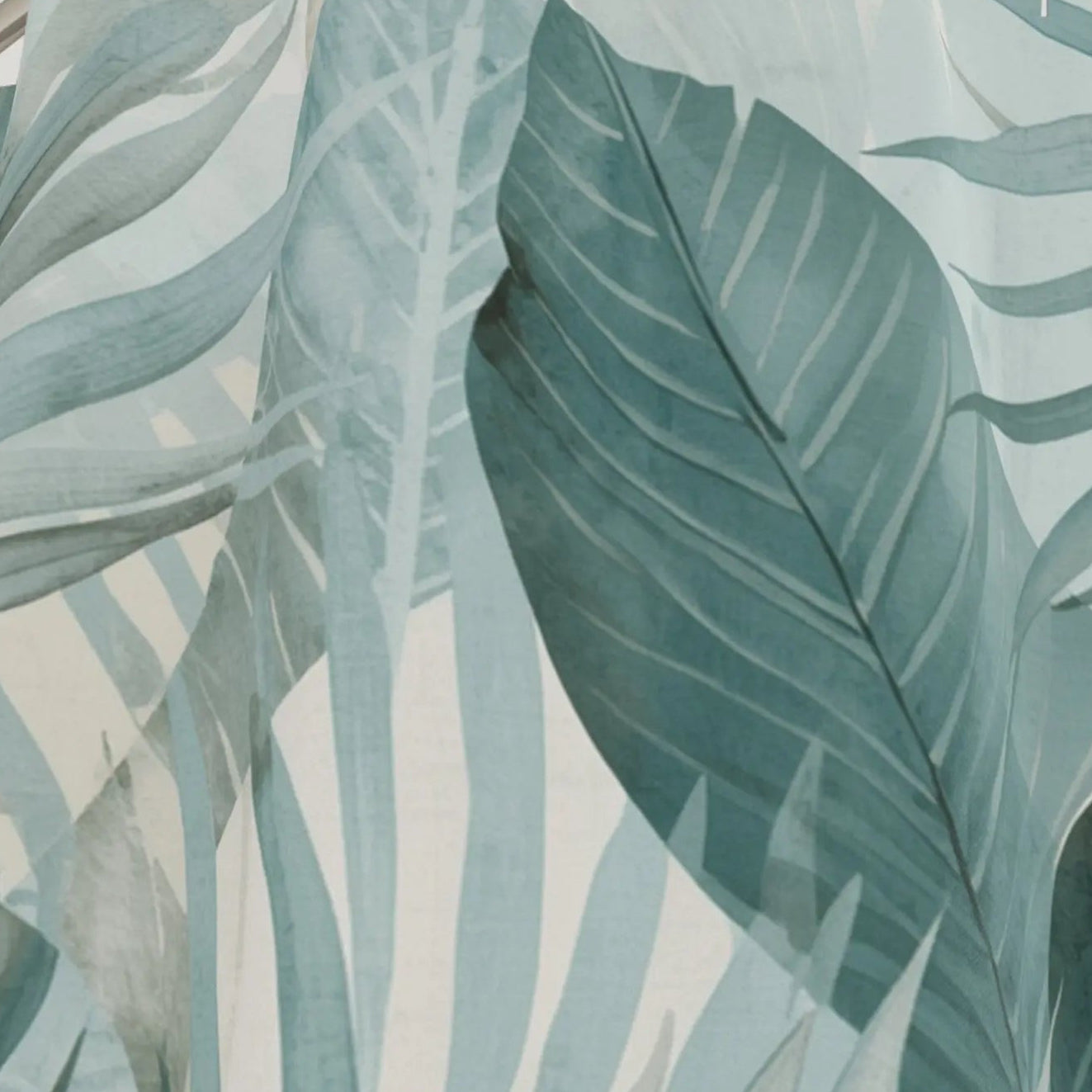 Tropical Palm Leaf Shower Curtain — Teal Botanical Bathroom Décor  Home Decor