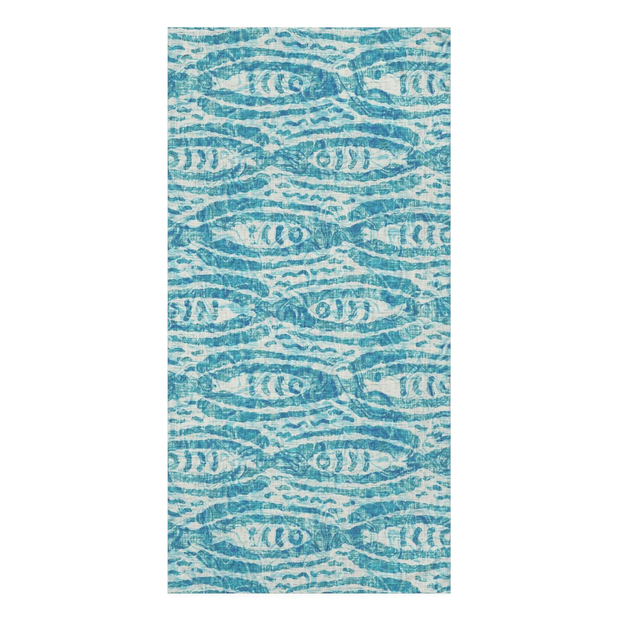 Turquoise Fish Pattern Cotton Bath Towel Printify