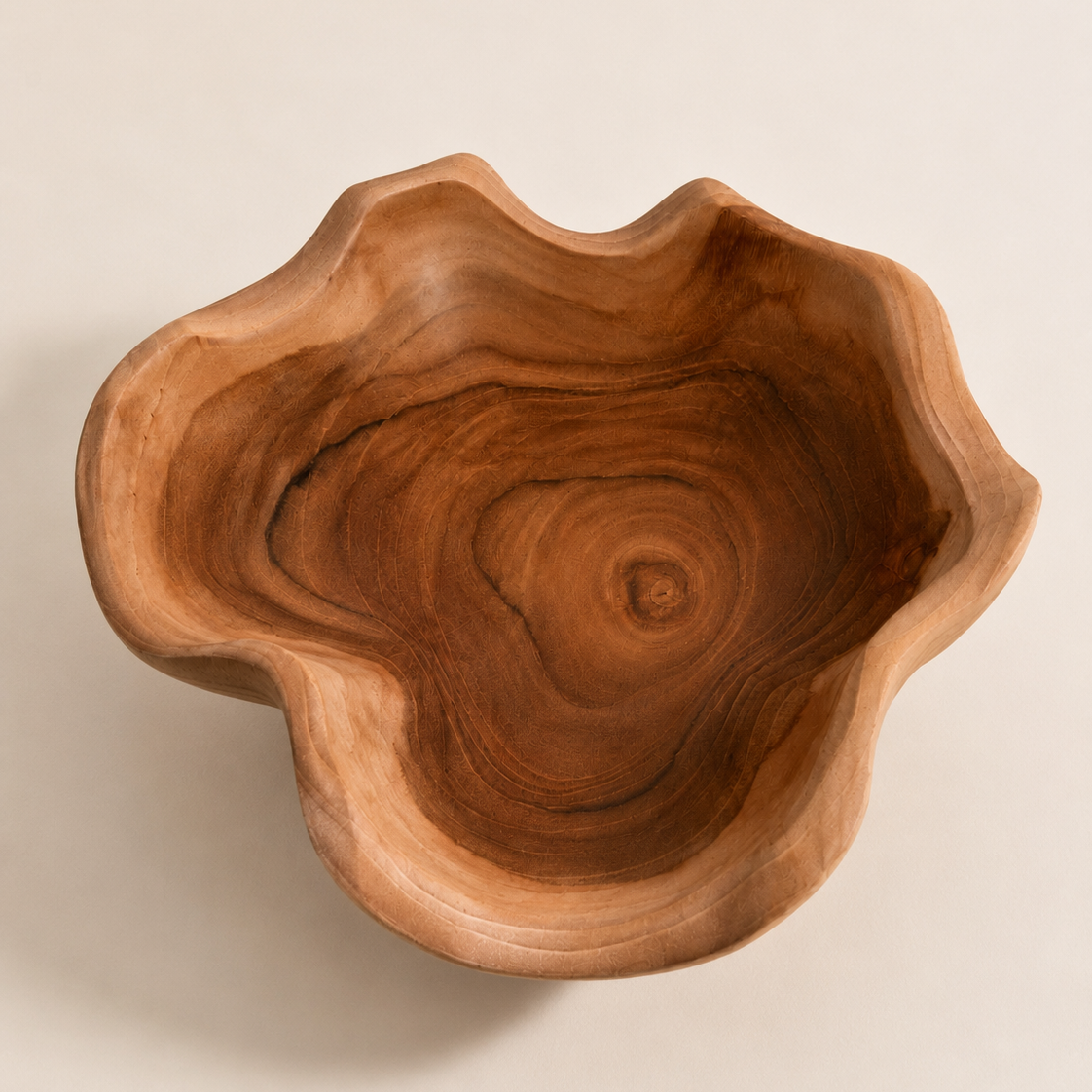 Teak Wavy Bowl  Kitchen