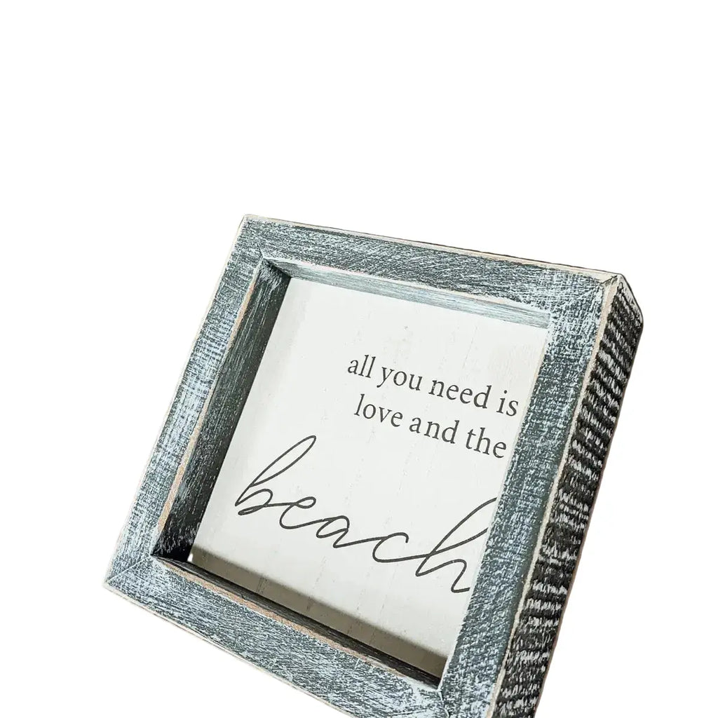 Weathered gray frame texture on coastal typography wood sign