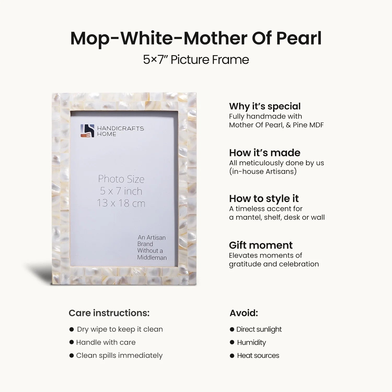 Picture Frame Combo Pack of 3 – Mother Of Pearl Collection, 5" x 7"  Picture Frames