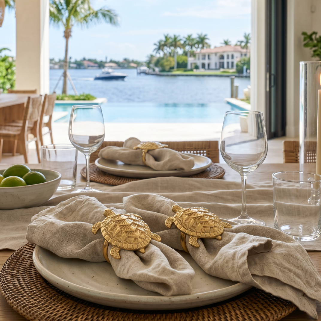 Golden Turtle Napkin Rings  Napkin Rings