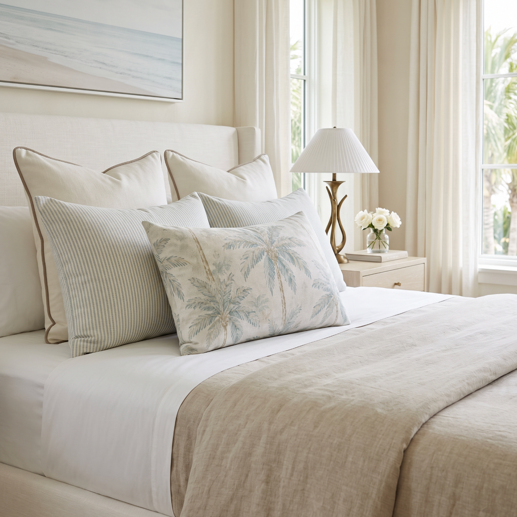 Palm Haven Throw Pillow  Cushions
