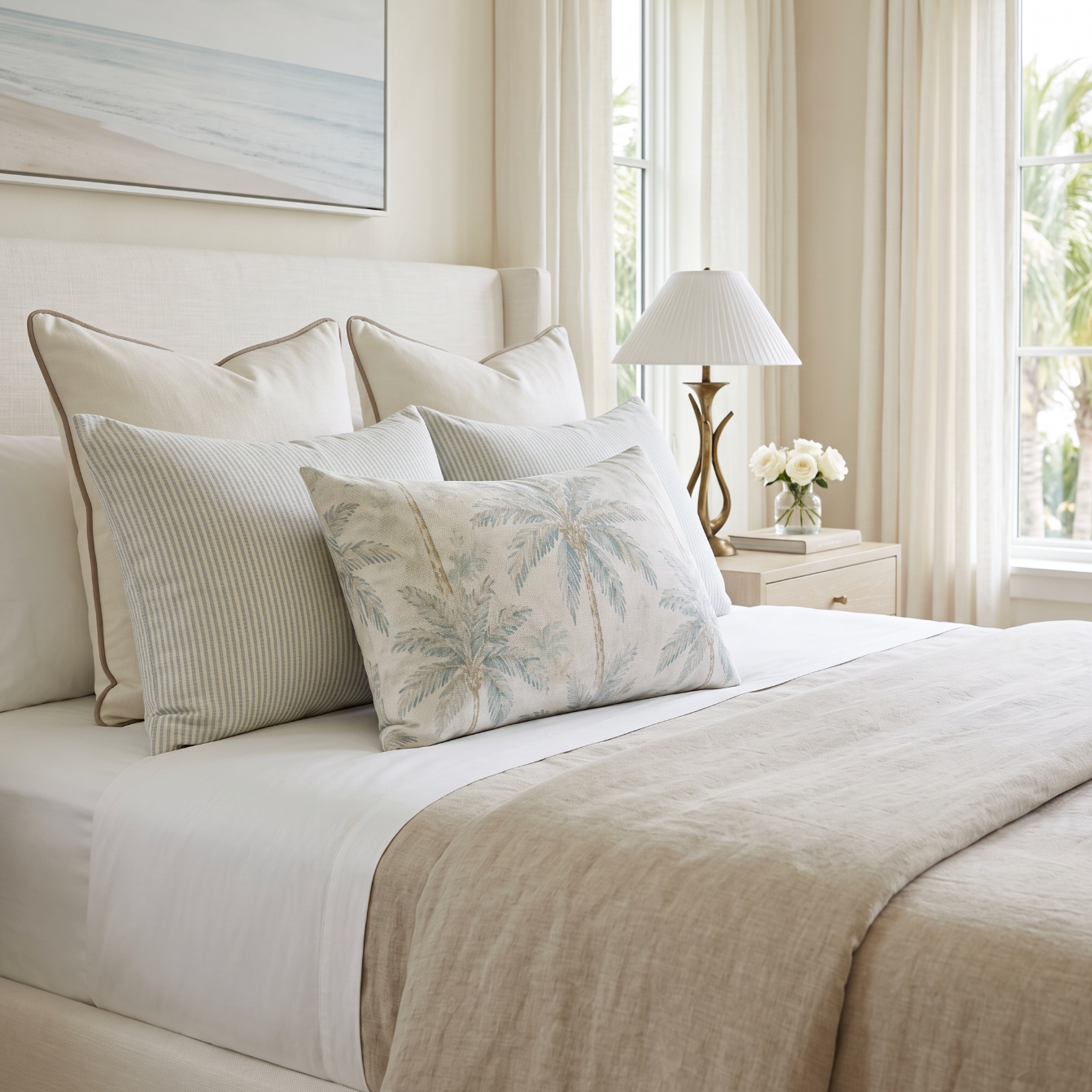 Palm Haven Throw Pillow  Cushions