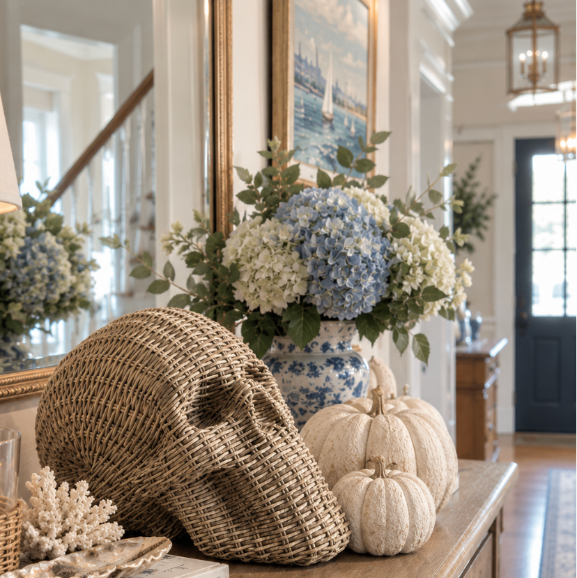 Skull Me  Basket Weave Statue