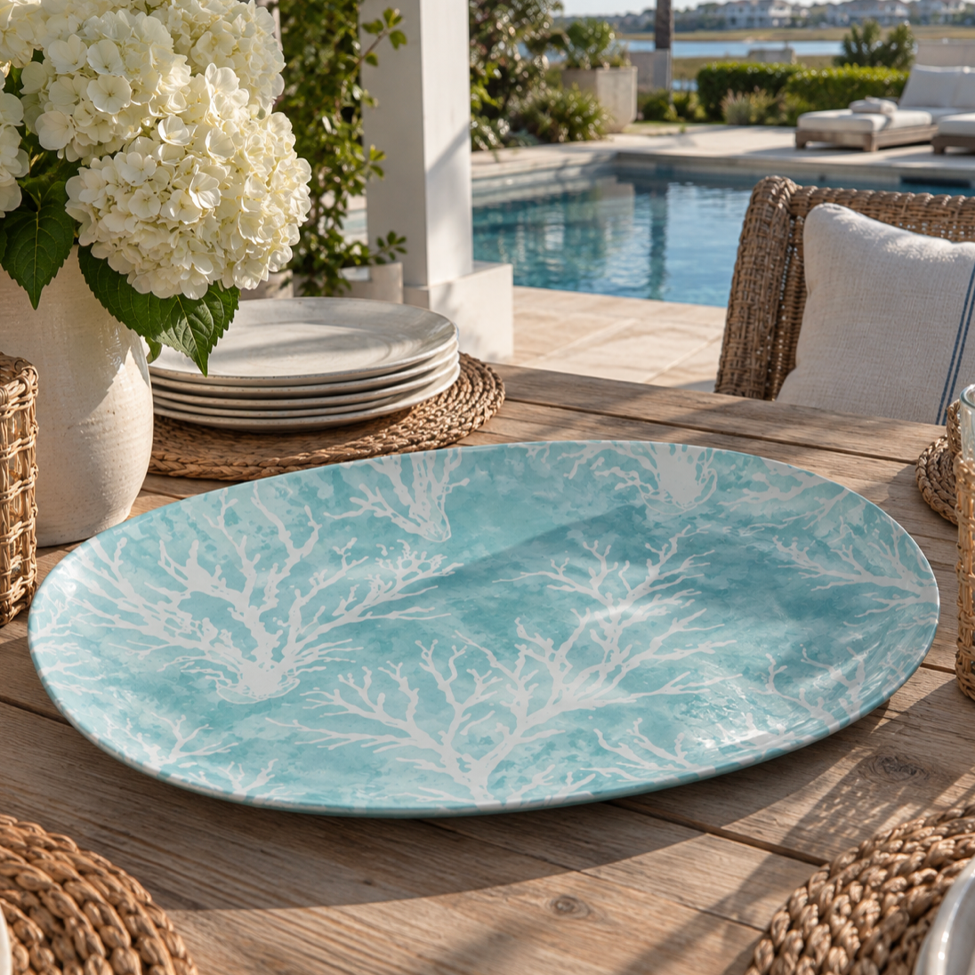 Light Aqua Coral Serving Platter  Kitchenware