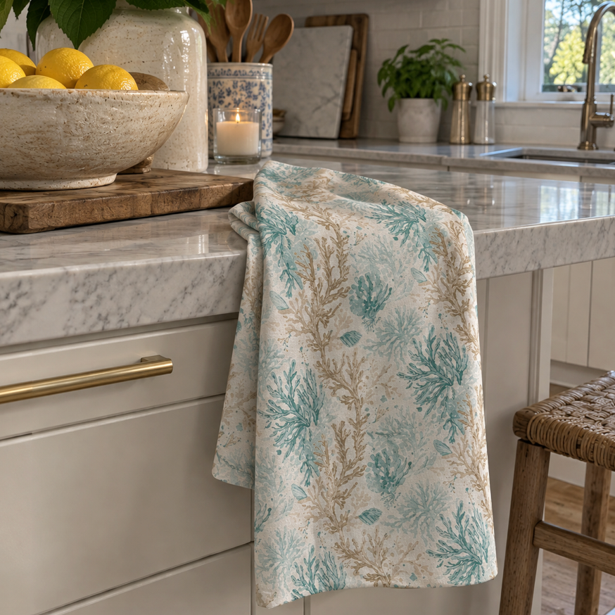 Coral Cove Kitchen Towel  Home Decor