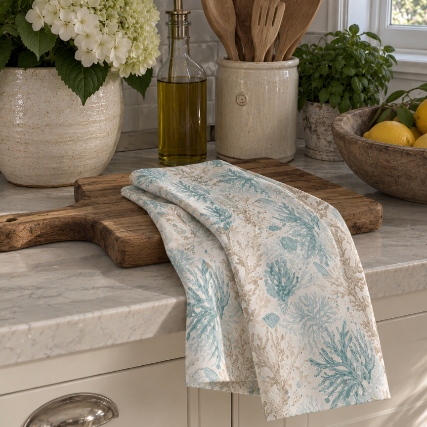 Coral Cove Kitchen Towel  Home Decor