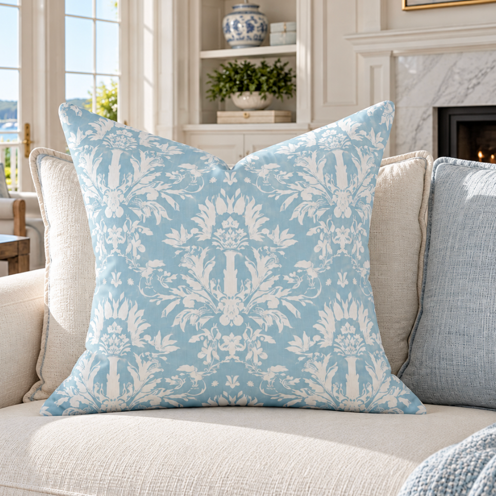 Palm Isle Blue Throw Pillow  Home Decor