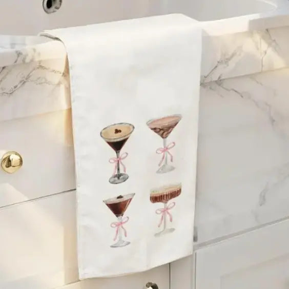 Chic Espresso Martini Kitchen Towel Printify