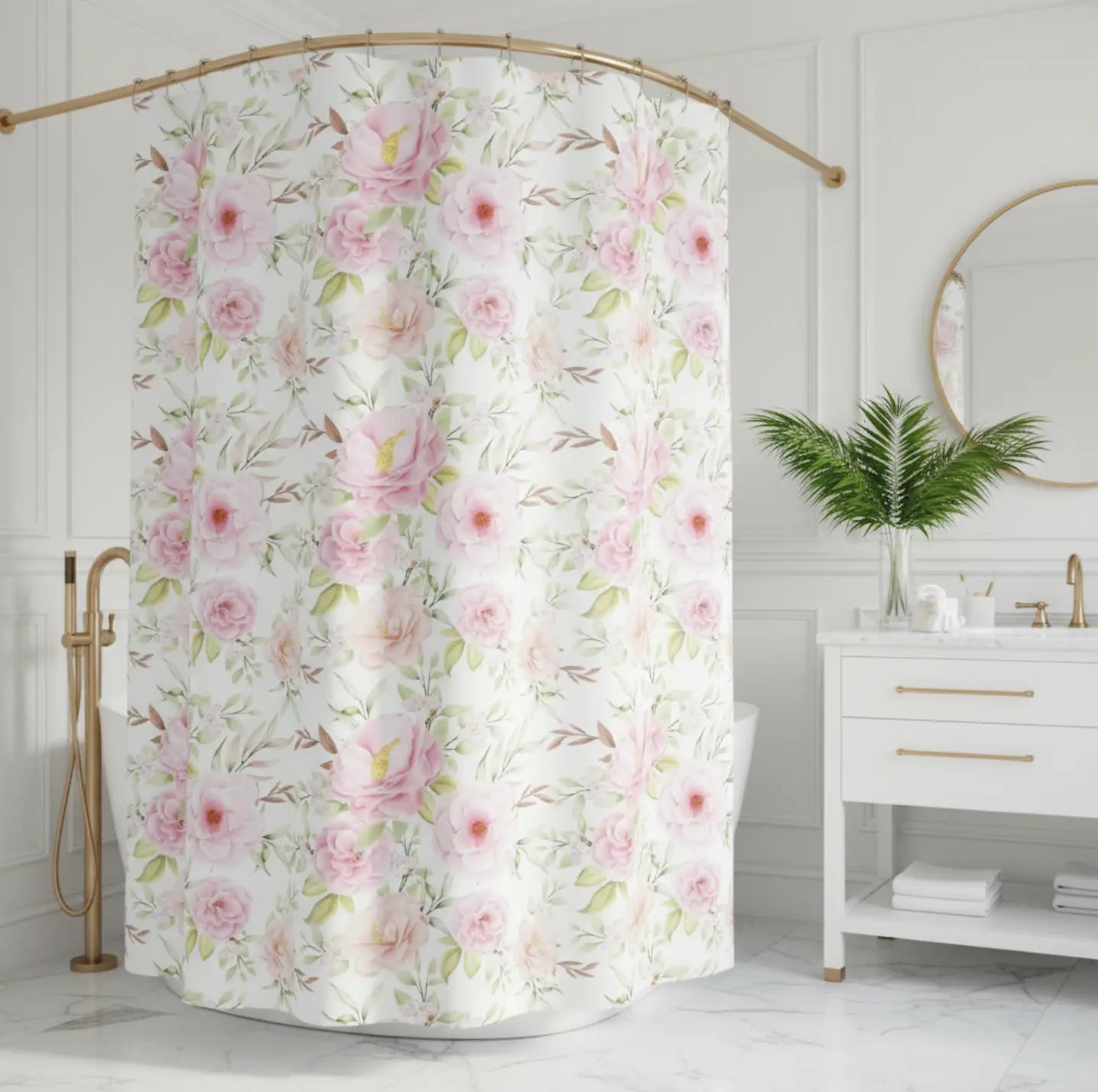 Rosecliff Floral Shower Curtain Printify