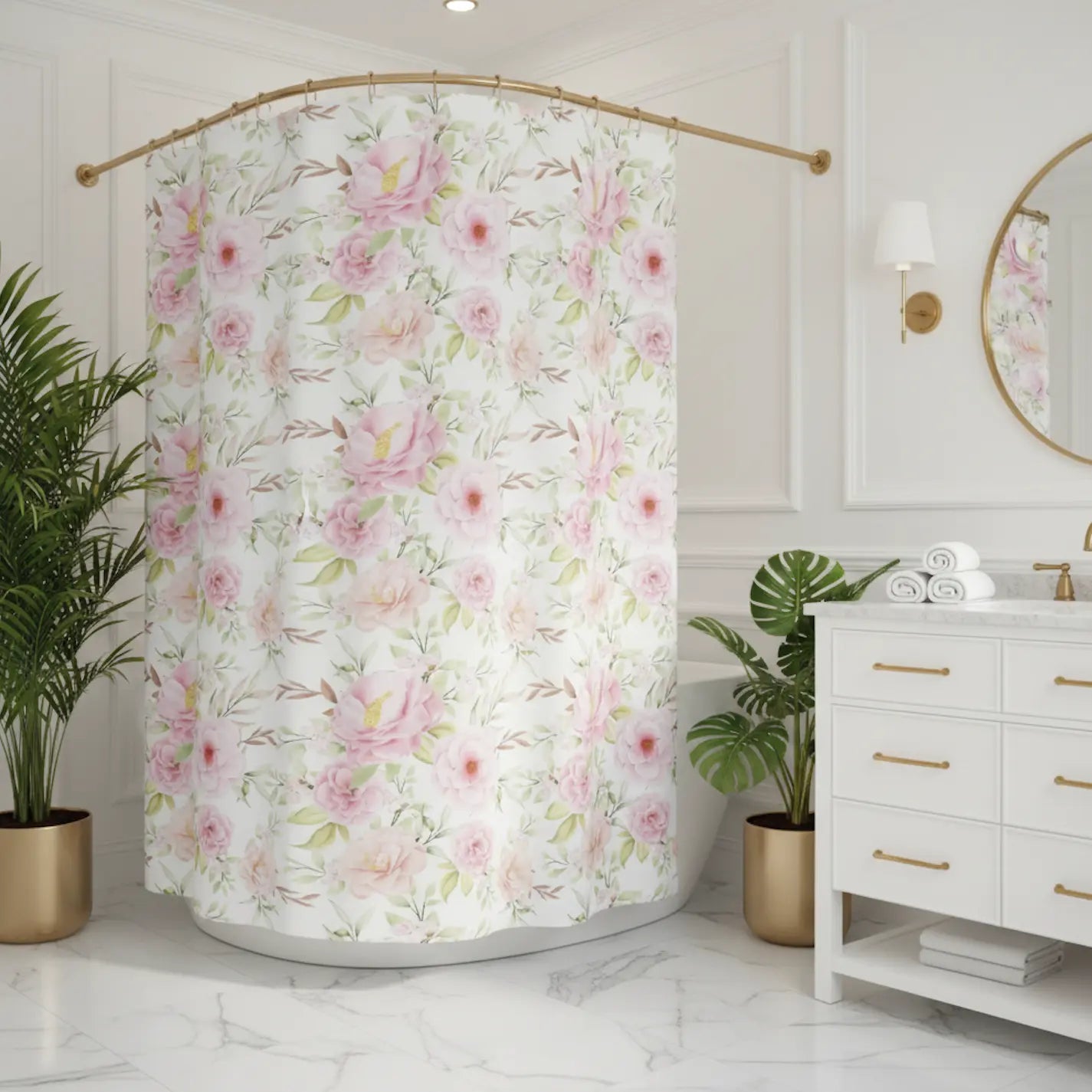 Rosecliff Floral Shower Curtain Printify