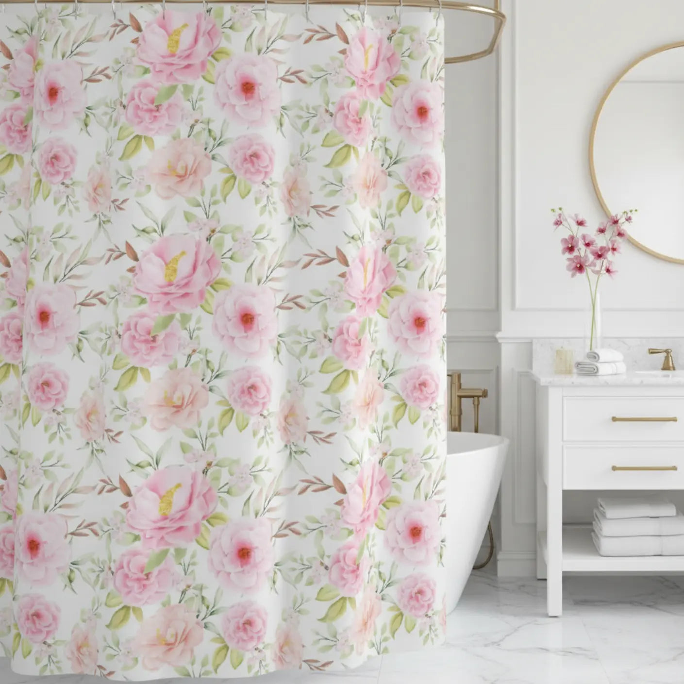 Rosecliff Floral Shower Curtain Printify