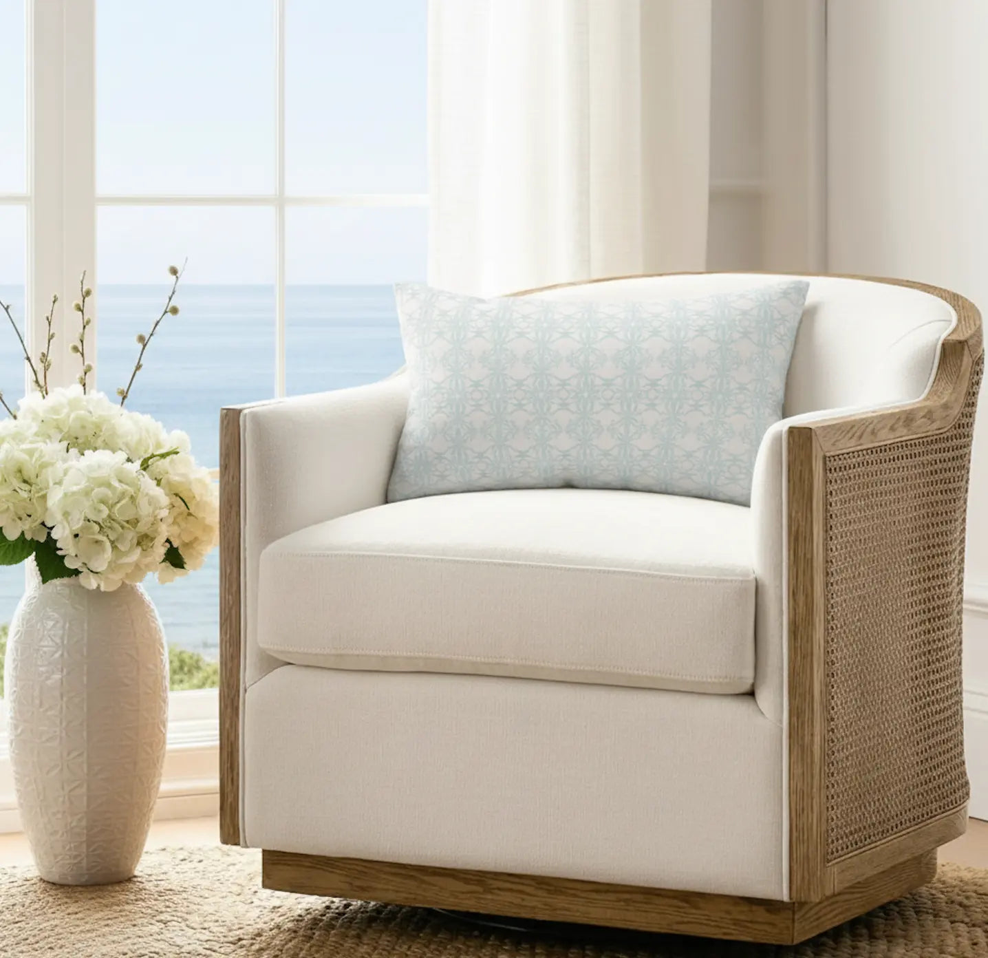 Seaglass Damask Pattern Lumbar Pillow Printify