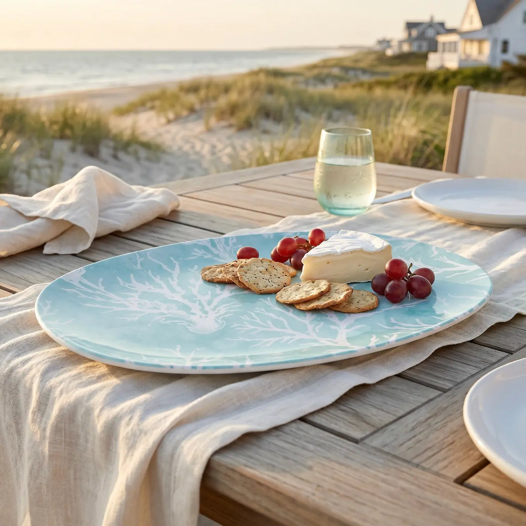 Light Aqua Coral Serving Platter  Kitchenware