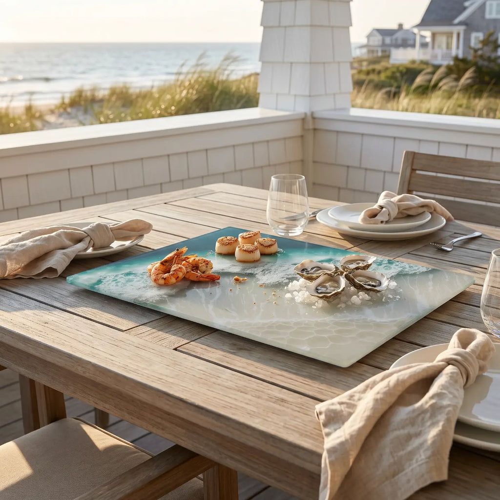 Coastal Wave Glass Cutting Board  Home Decor
