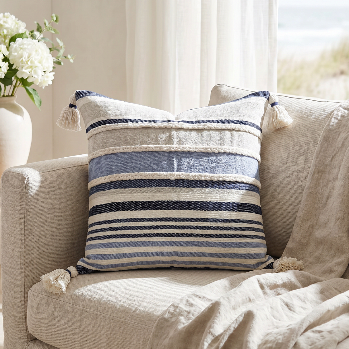 Driftway Braided Stripe Pillow  Throw Pillow