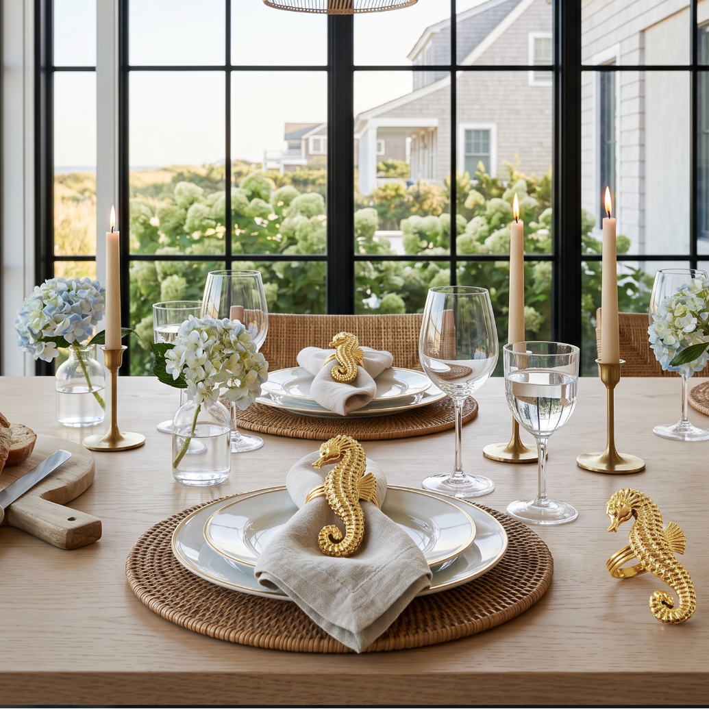 Gold Seahorse Napkin Rings  Napkin Rings
