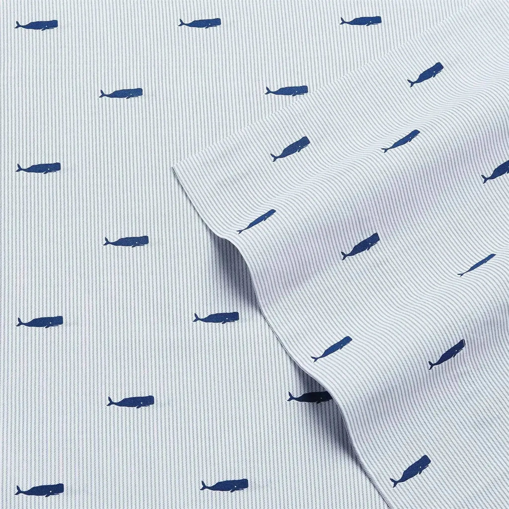 Twin XL size Coastal Beach 100-Percent Cotton Navy Blue White Stripe Sheet Set  Bedroom > Sheets and Sheet Sets