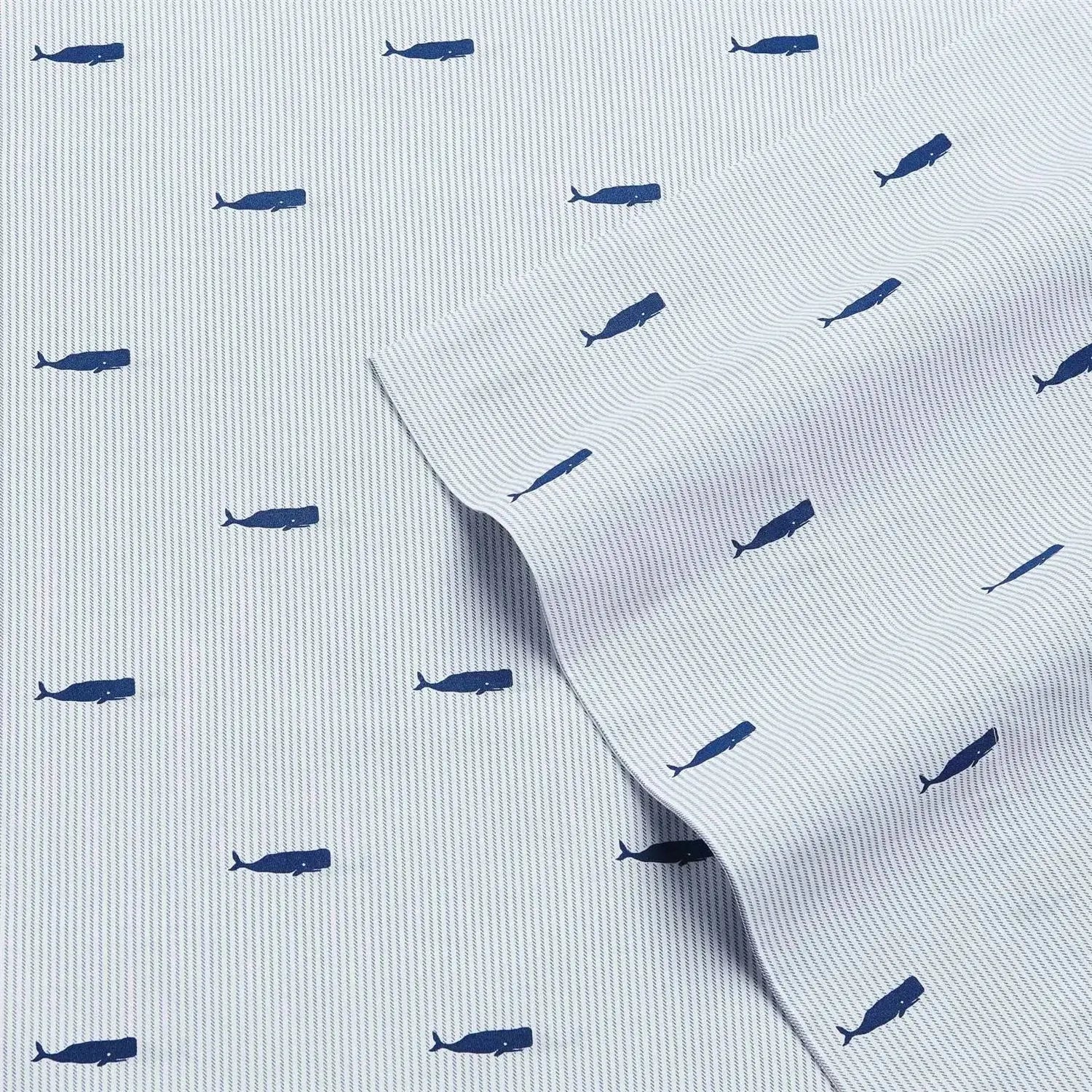 Twin XL size Coastal Beach 100-Percent Cotton Navy Blue White Stripe Sheet Set  Bedroom > Sheets and Sheet Sets