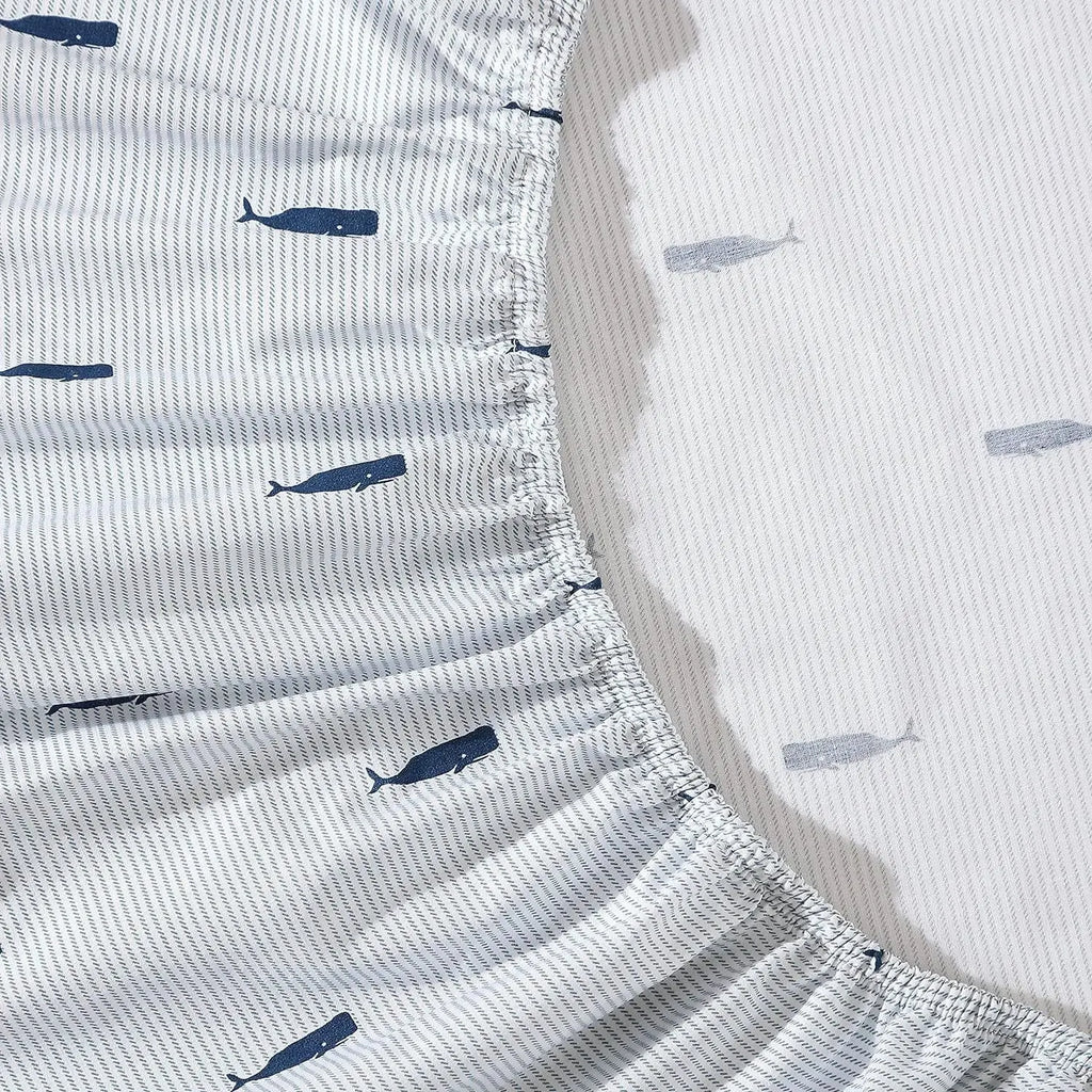 Twin XL size Coastal Beach 100-Percent Cotton Navy Blue White Stripe Sheet Set  Bedroom > Sheets and Sheet Sets