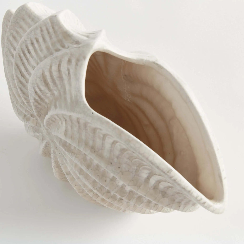 Vintage Coastal Shell Vase with Crackle Glaze Vintage Shopper