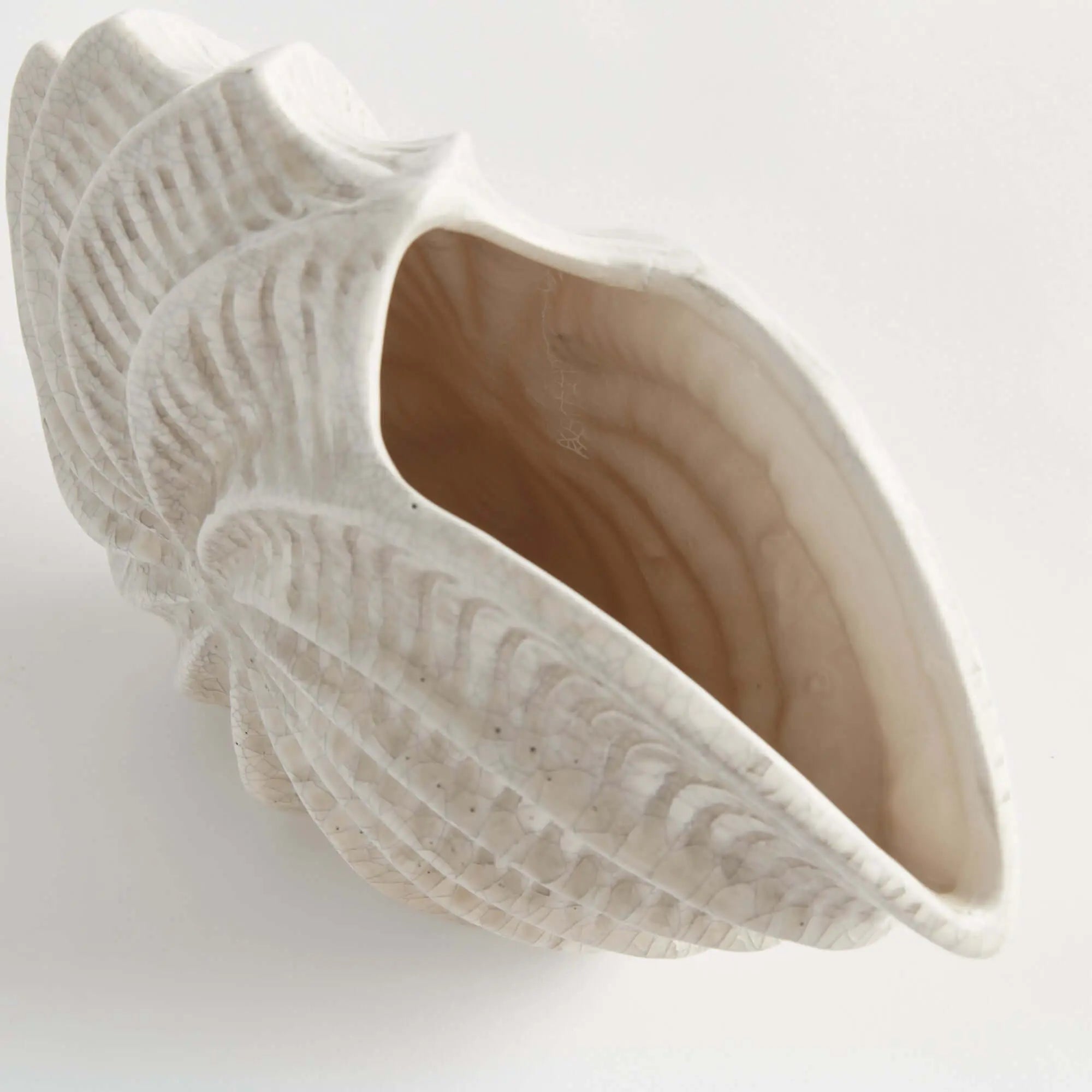Vintage Coastal Shell Vase with Crackle Glaze Vintage Shopper