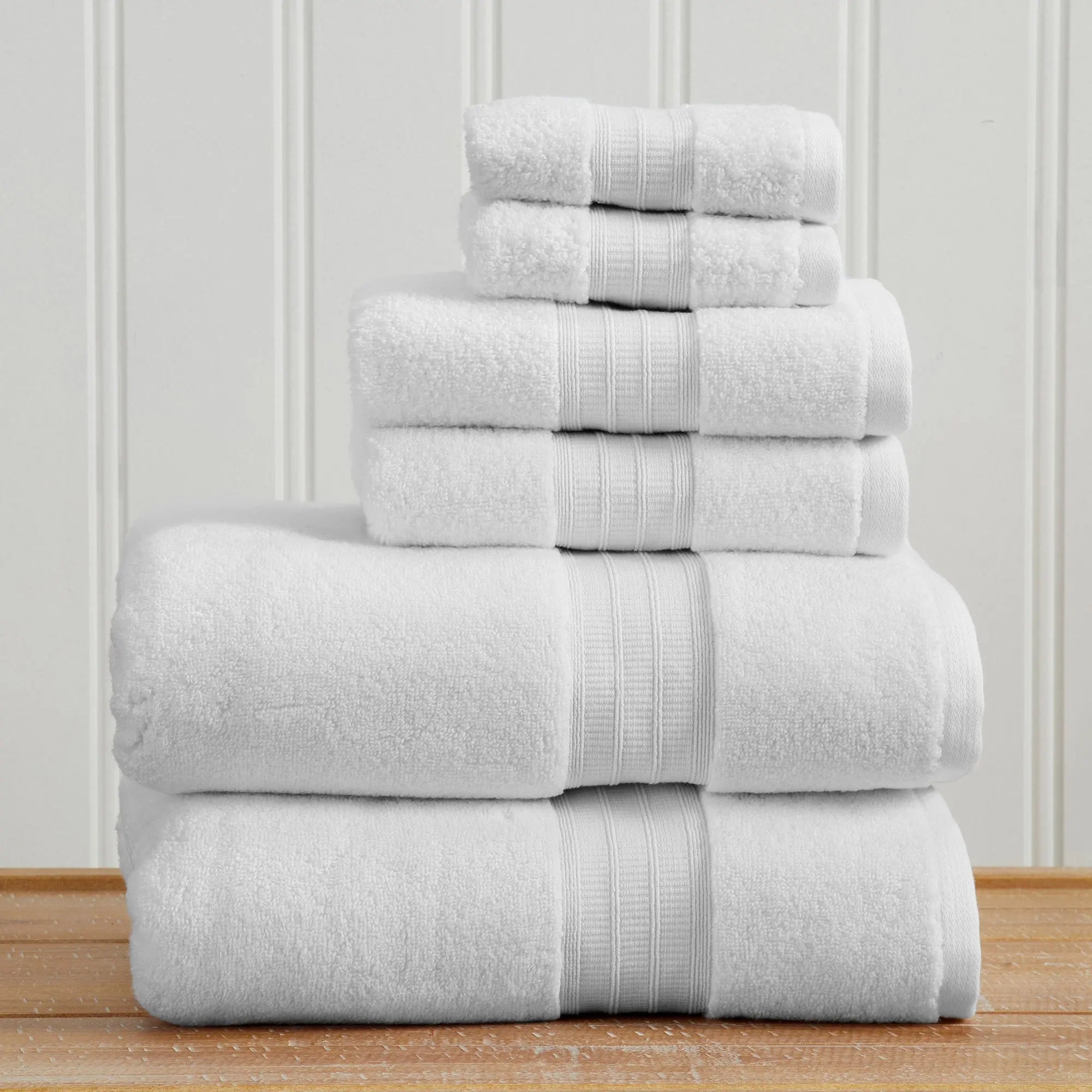 100% Cotton Premium Bath Towel Set - Chiara Collection, white, 5-piece by Great Bay Home
