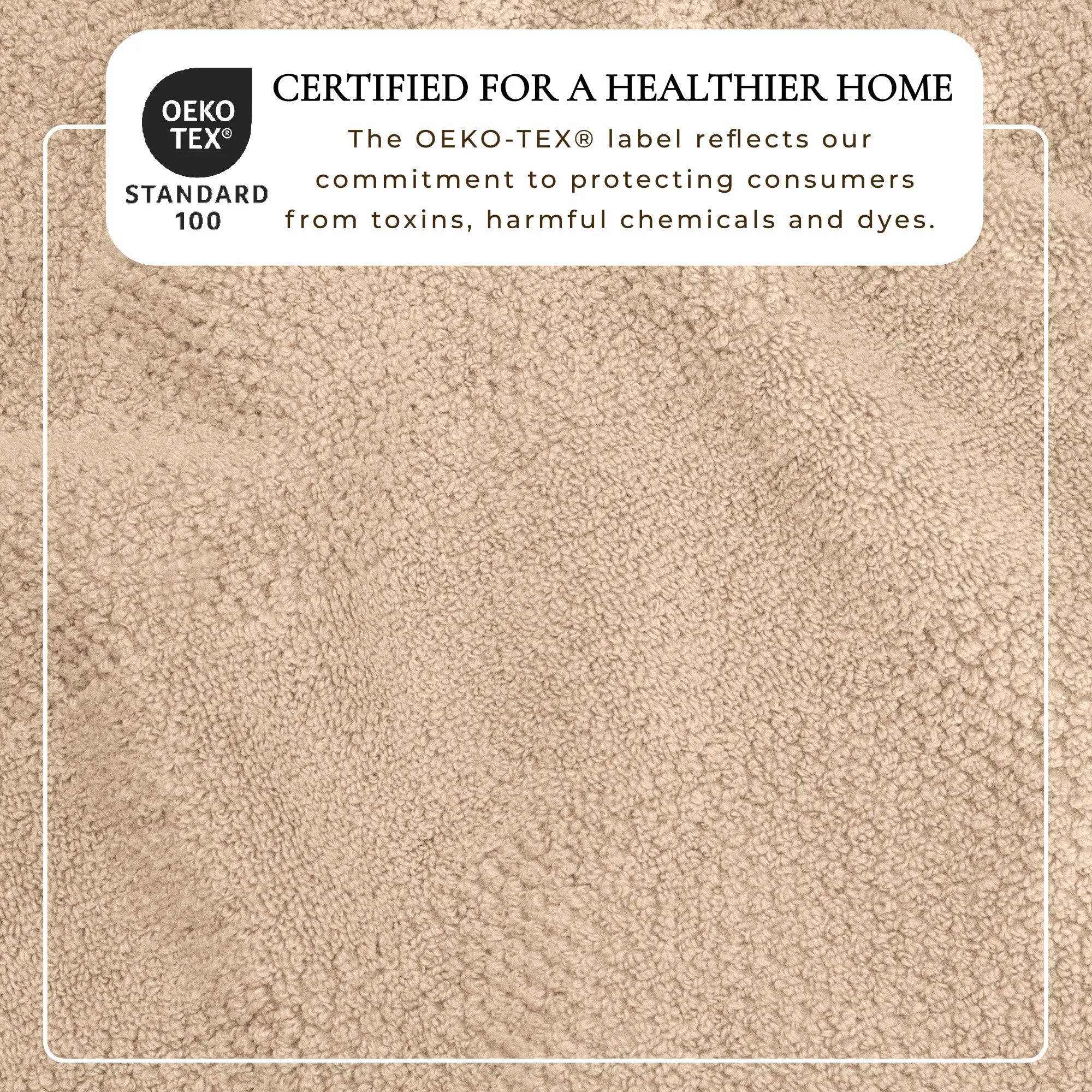 Bath towel set Marbella Collection by Great Bay Home, 100% cotton, woven texture, beige, OEKO-TEX certified.