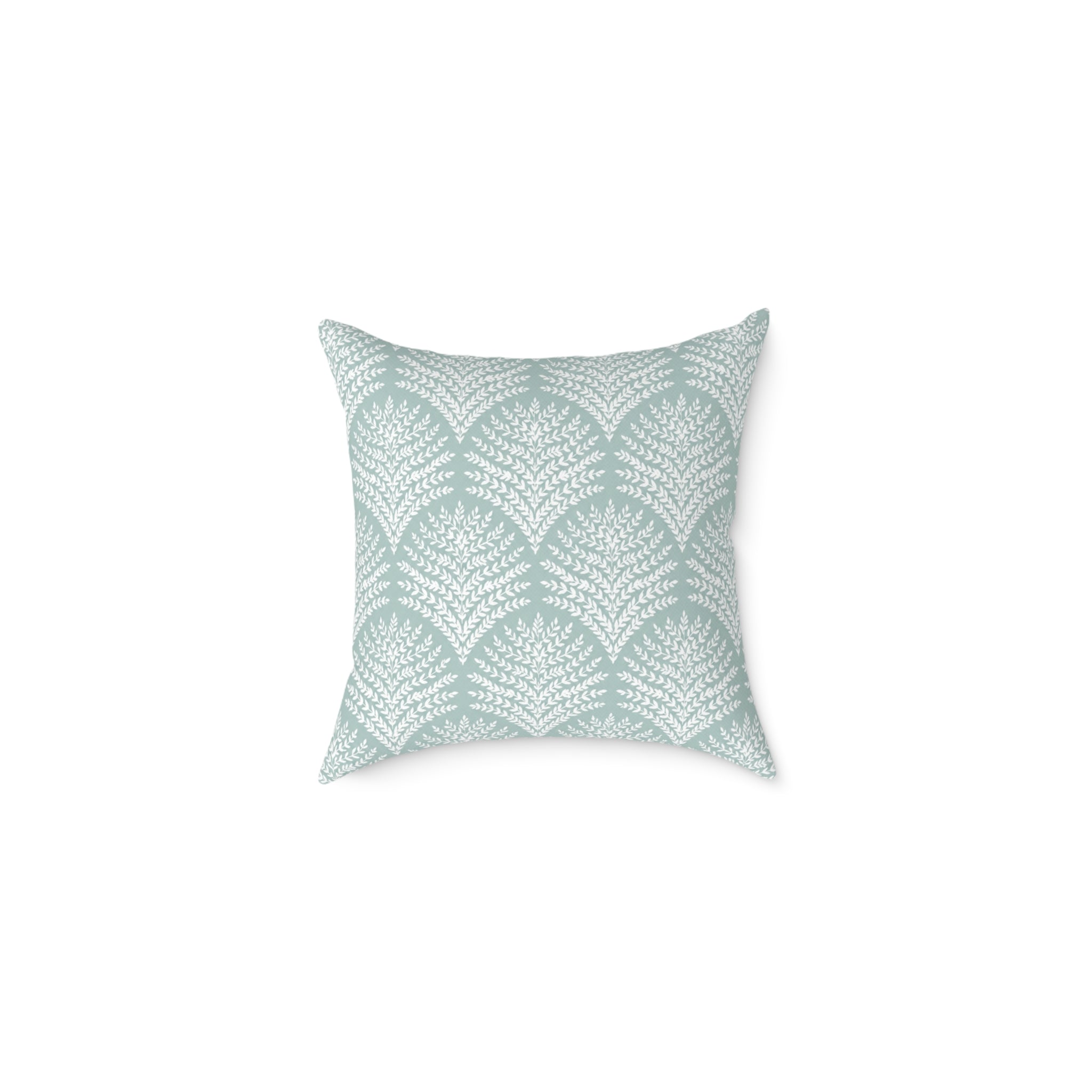Aqua coastal botanical leaf motif decorative throw pillow cover for beach house home decor