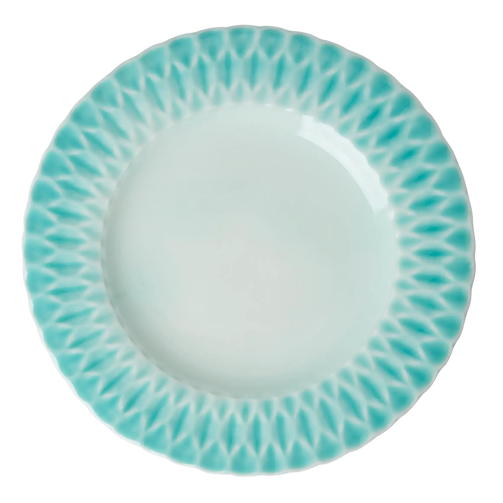 Aqua ceramic dinner plate set of 6 for coastal table settings
