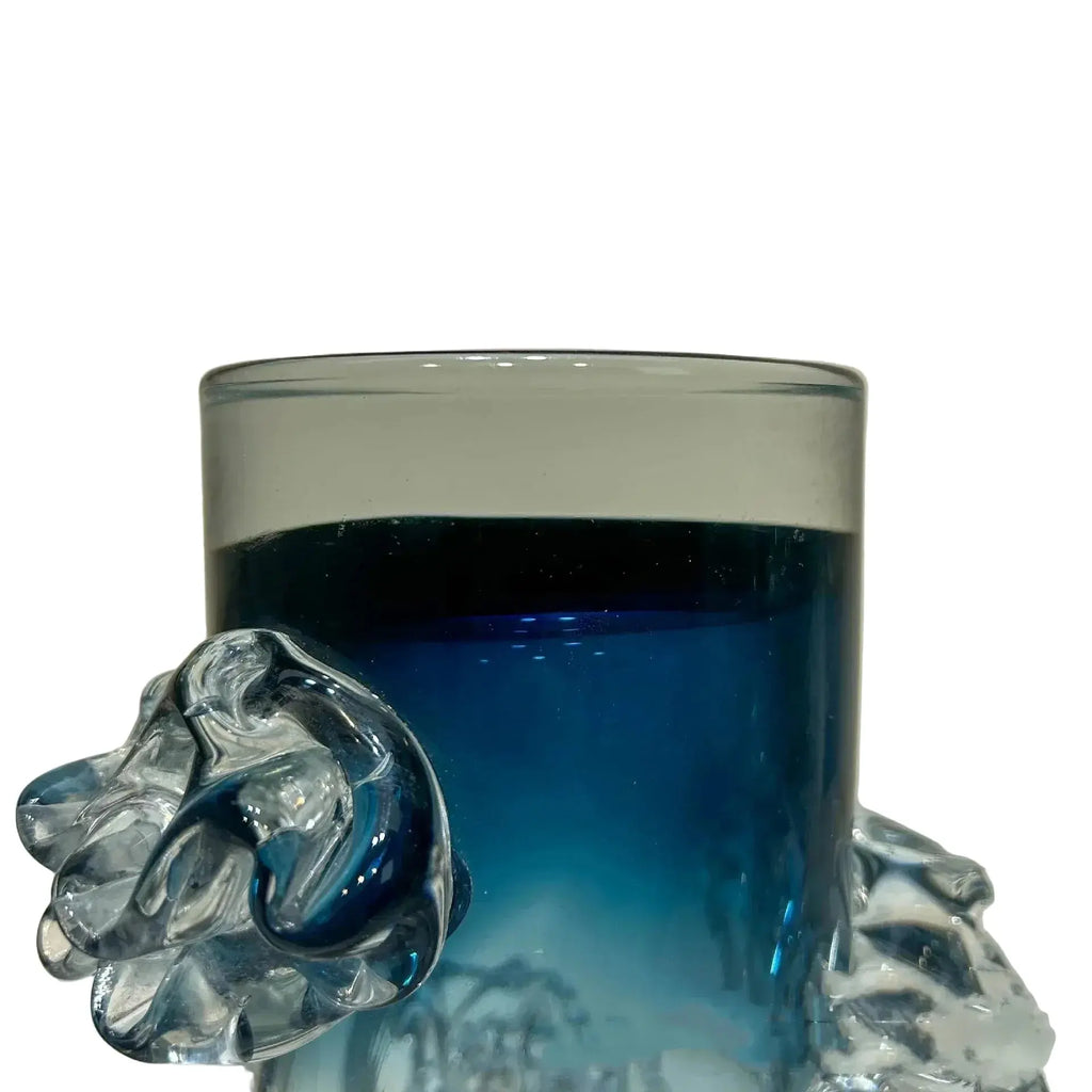 Blue Gradient Wavy Glass Vase Decorbites