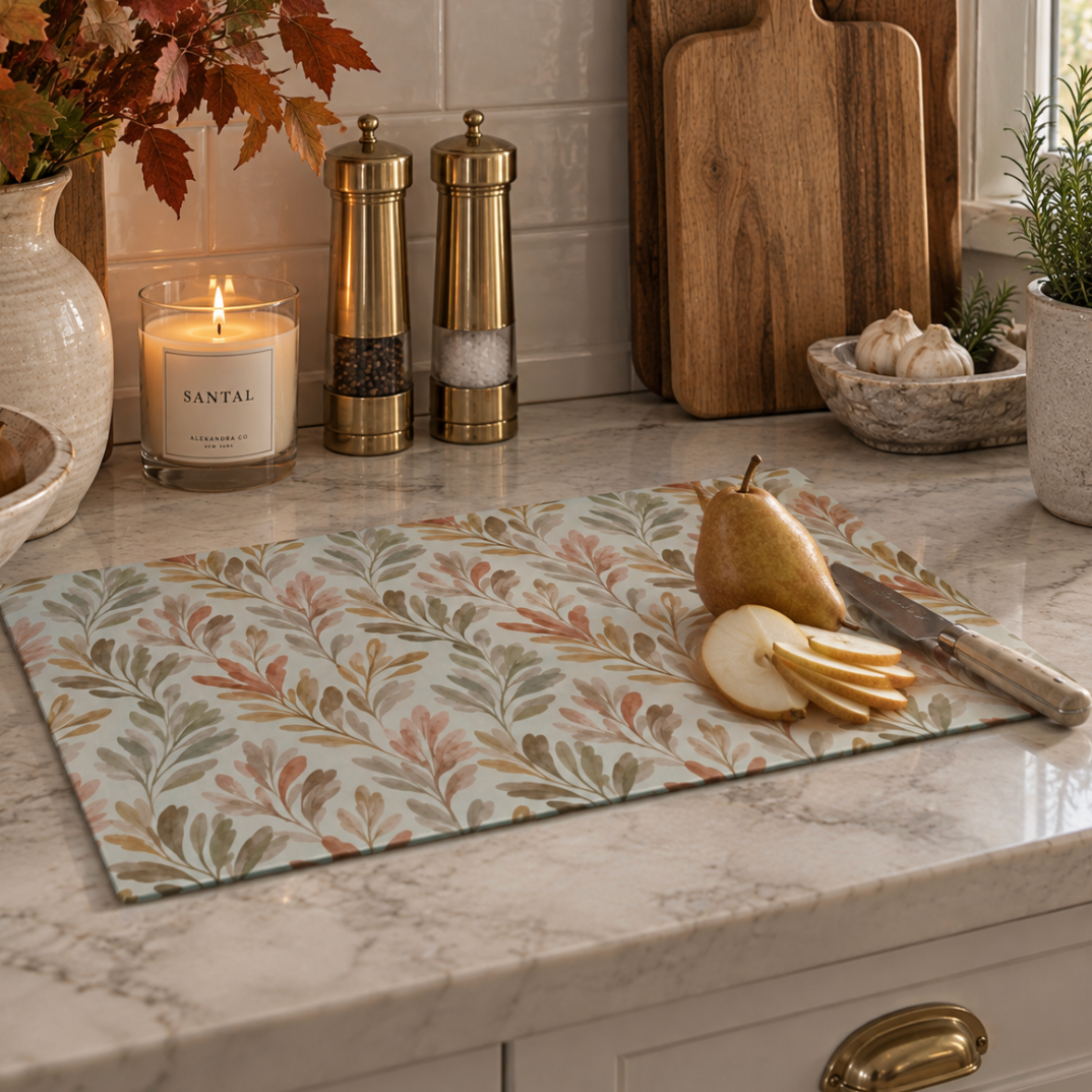 Autumn leaf cutting board for fall home decor