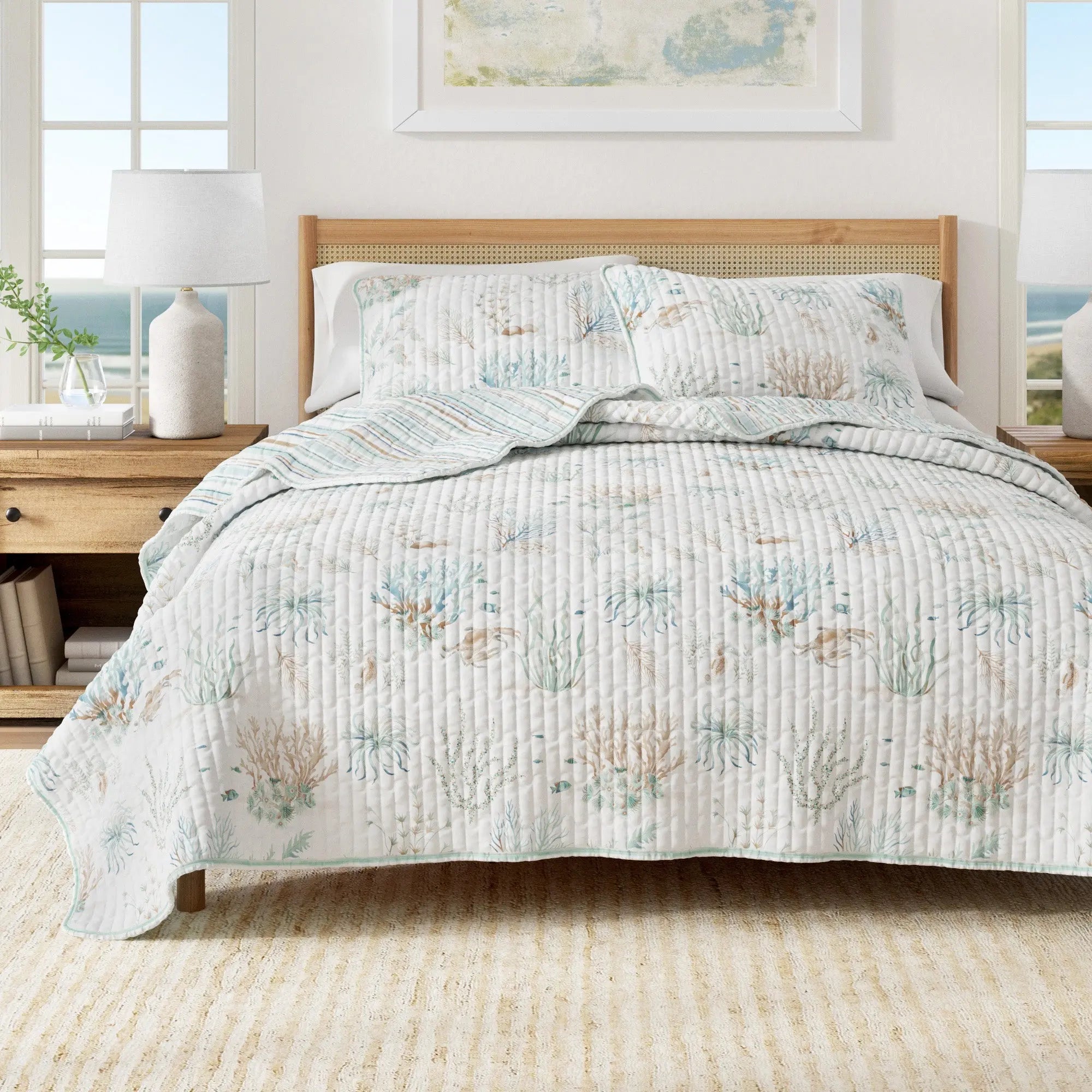Coastal Printed Cotton Quilt Set - Santa Barbara Collection Great Bay Home